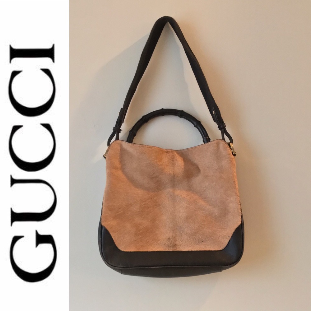 Gucci Bamboo Handle with Calf Hair Tote Bag